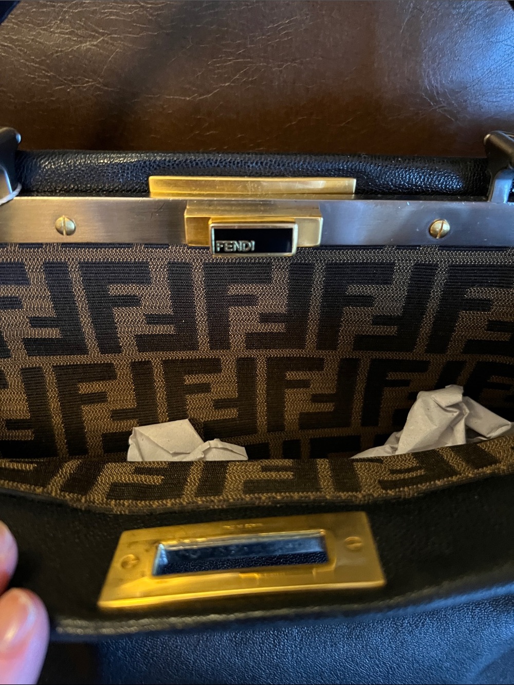 Fendi Black Leather Peek-a-Boo Top-Handle Satchel with Gold-Tone Hardware - Picture 3 of 8